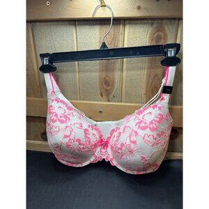 Victorias Secret Body Lined Perfect Coverage Bra 40DD White Pink Lace NWT